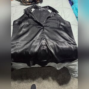 New York & Company Shiny Black Blouse